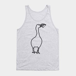 Funny Goose Steals Pizza Minimal Line Drawing Tank Top